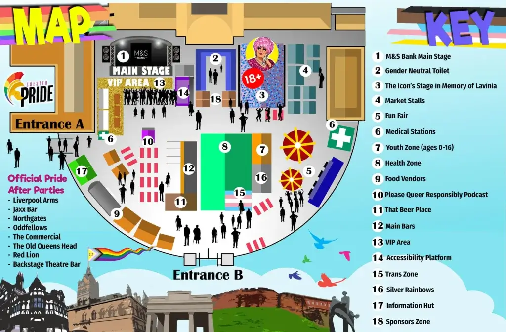 a illustrative map of Chester Pride 2026