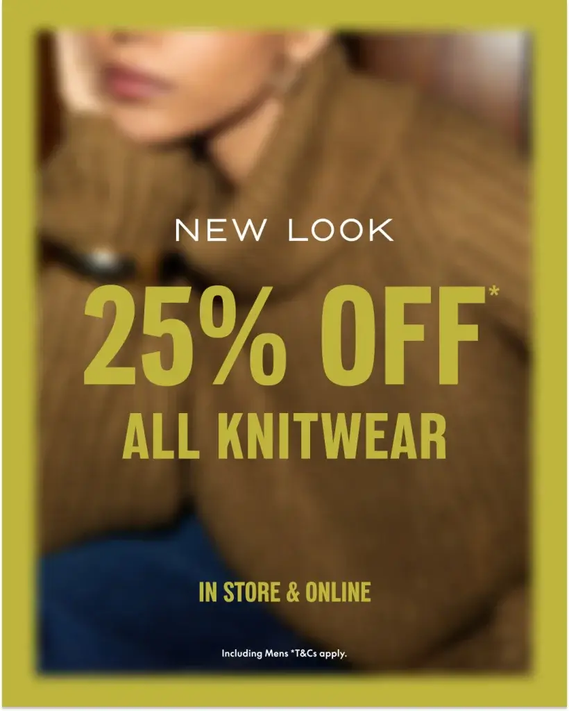 25% Off All Knitwear JPEG New Look Chester