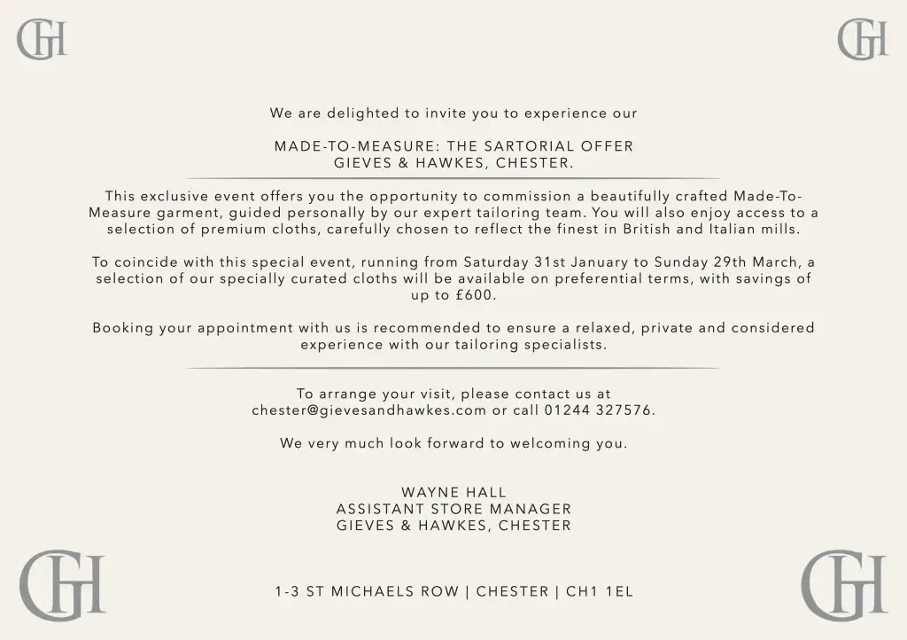 Gieves and Hawkes Made To Measure Event