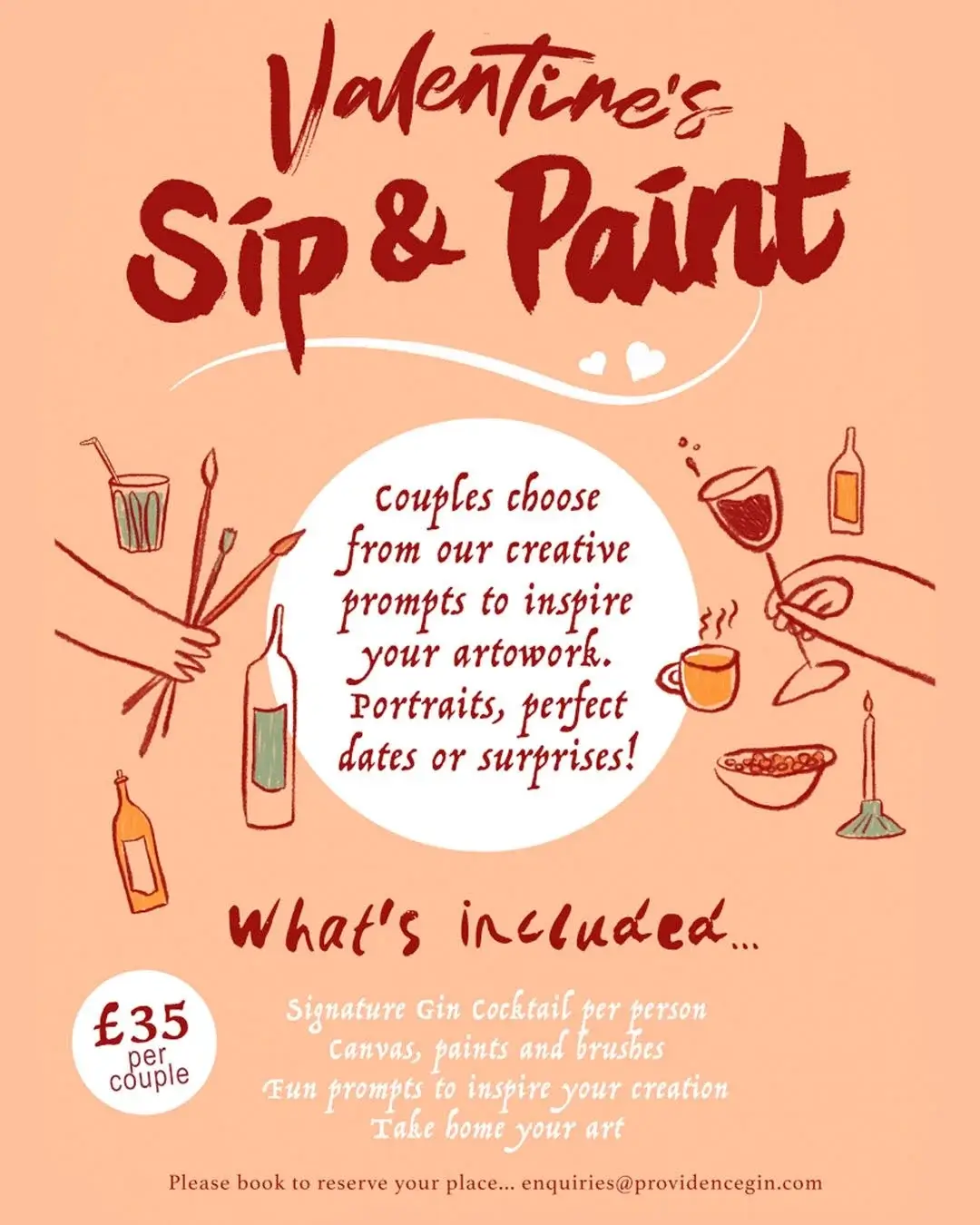 Providence Gin Valentines Day Sip and Paint